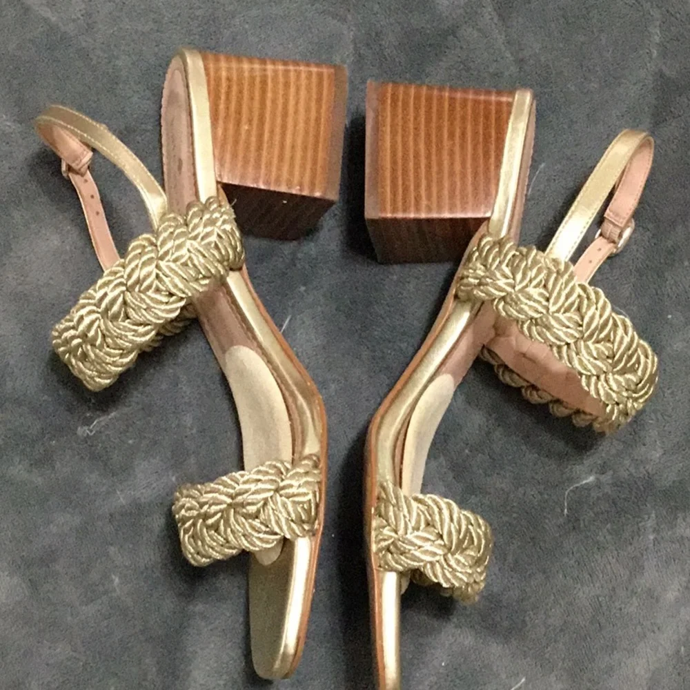 Kate Spade Gold Braided Sandals - Picture 2 of 6